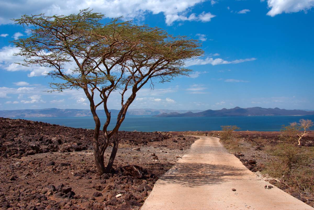 Straße in Richtung Ufer des Lake Turkana