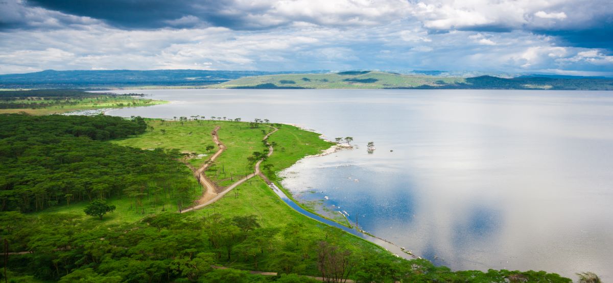 Luftaufnahme des Lake Nakuru Nationalparks