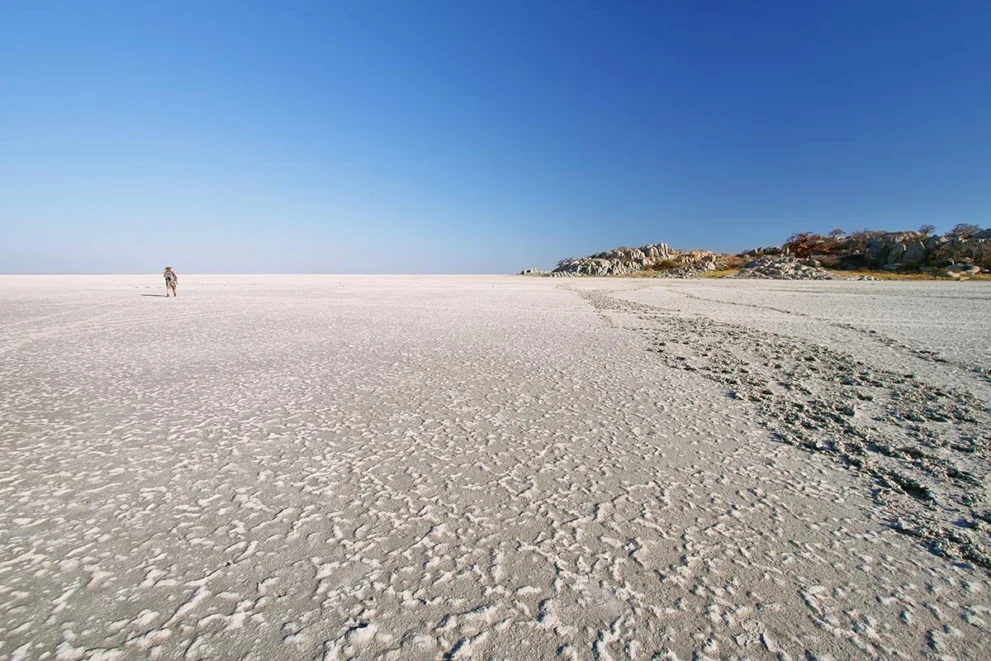 Salzpfannen im Makgadikgadi Pans Nationalpark.
